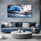 Large Wall Art For Living Room Wall Decor For Bedroom Black White Scenery And Blue Trees Wall Painting Modern Home Decoration Room Office Restaurant Canvas Art Prints Home Decor 20x40 In