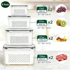 Stackable Fridge Organizers & Food Storage Containers – BPA-Free Produce Keepers with Removable Colander (8/10/12/16 Pack)