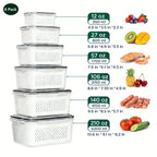 Stackable Fridge Organizers & Food Storage Containers – BPA-Free Produce Keepers with Removable Colander (8/10/12/16 Pack)