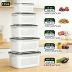 Stackable Fridge Organizers & Food Storage Containers – BPA-Free Produce Keepers with Removable Colander (8/10/12/16 Pack)